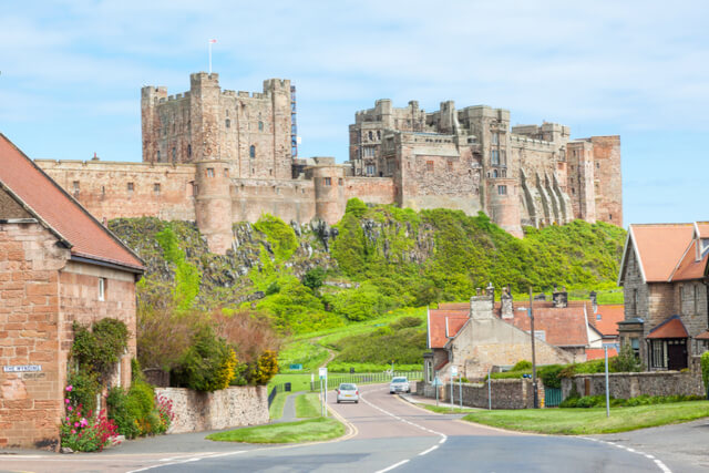 A view of Bamburgh Castle from a ne