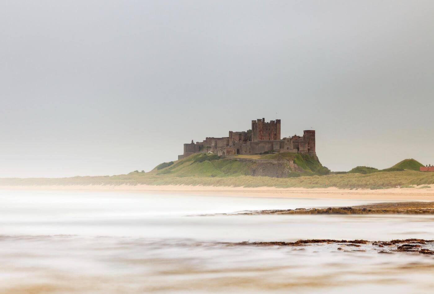 bamburgh castle from the beach