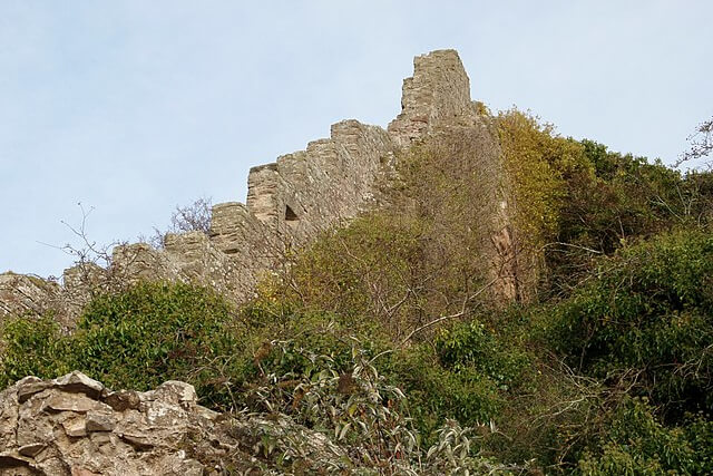 The ruined wall of Berwick Castle in Berwick upon Tweed