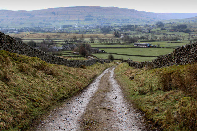 A view from a gravel track along the Penine Way in Northumberland