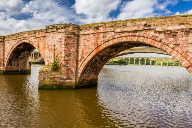Berwick-upon-Tweed city walls with the River Tweed below.