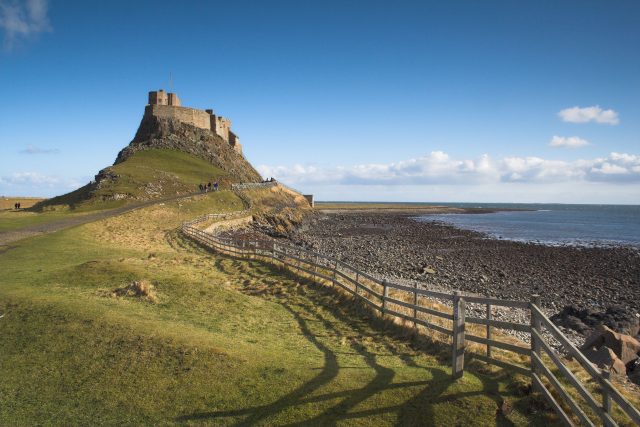Holy Island with the castle in the distance